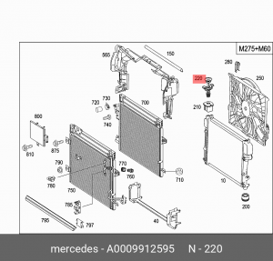 клипса крепления радиатора!\ MB W204/W207/W211/W212/W221 07> A  0009912595 MERCEDES BENZ