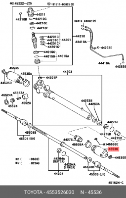 пыльник рейки рулевой!\ Toyota Land Cruiser 120/Prado GRJ120/KDJ120 45535-26030 TOYOTA