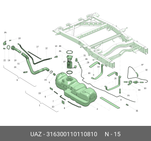 Хомут УАЗ-3163 с 2017г.в. бака топливного задний (ОАО УАЗ) 316300110110810 UAZ UAZ