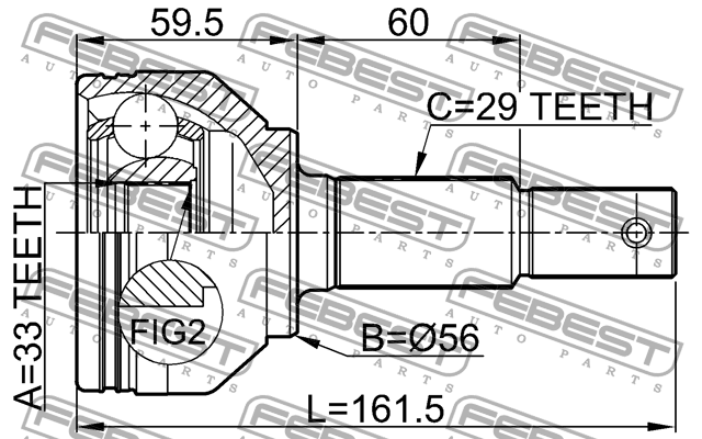 ШРУС внешний NISSAN QASHQAI J10E 2006-2013 0210-J1016 0210-J1016 FEBEST