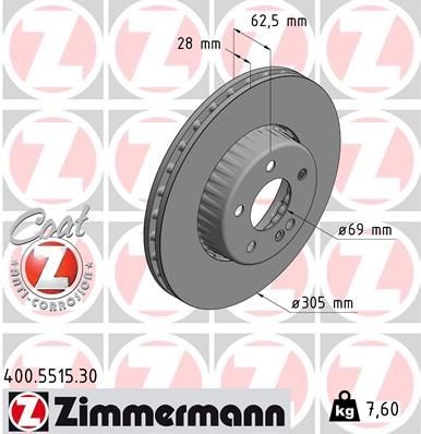 диск тормозной !FS перед. 305x28/62-5x112 \ MB C200/C220 14-18 400551530 ZIMMERMANN