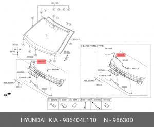 Жиклер HYUNDAI Solaris омывателя стекла ветрового OE 986404L110 HYUNDAI KIA