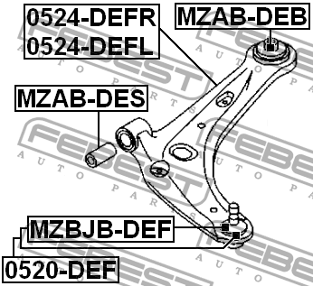 Сайлентблок рычага задний MAZDA 2, DEMIO 07- MZAB-DEB MZAB-DEB FEBEST