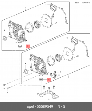 Прокладка OPEL Astra J (10-),Cascada (13-) насоса масляного OE 55589549 GENERAL MOTORS