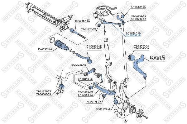 рычаг передний верхний правый!\ Audi A4 1.8-2.0TFSi/2.0-3.0TDi 07> 5700238SX STELLOX