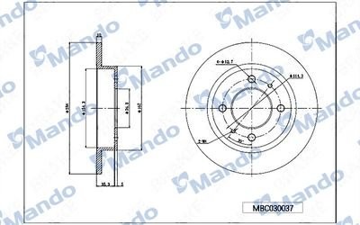 Диск тормозной HYUNDAI Grandeur (05-) KIA Opirus (06-) задний (1шт.) MANDO MBC030038 MANDO
