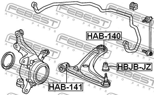 Сайлентблок рычага задний HONDA FIT/JAZZ 02-08 HAB-140 HAB-140 FEBEST