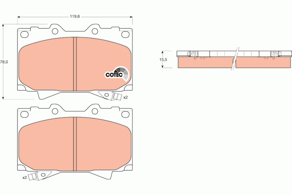 Колодки тормозные TOYOTA Land Cruiser передние (4шт.) TRW GDB3197 TRW