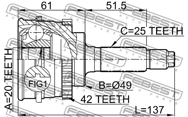 ШРУС 0710-SY415A42 0710-SY415A42 FEBEST