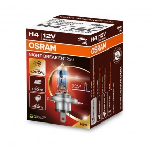 Лампа 12V H4 60/55W P43t +200% Night Breaker 220 OSRAM 64193NB220 OSRAM
