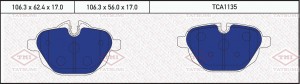 колодки дисковые задние!\ BMW 5(F10,F11)/ X3(F25)/ X4(F26)/ Z4(E89) 09> TCA1135 TATSUMI