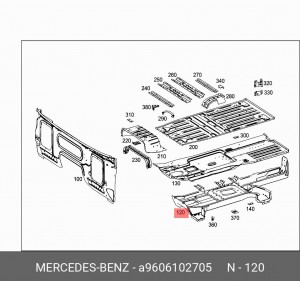 Каркас панели пола правый (45104777421590) A 960 610 27 05 MERCEDES BENZ