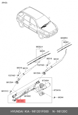 Трапеция стеклоочистителя HYUNDAI Sportage OE 981201F000 HYUNDAI KIA