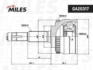ШРУС наружный NISSAN PRIMERA 1.6-2.0 97-03 (GSP 841184) GA20317 GA20317 MILES
