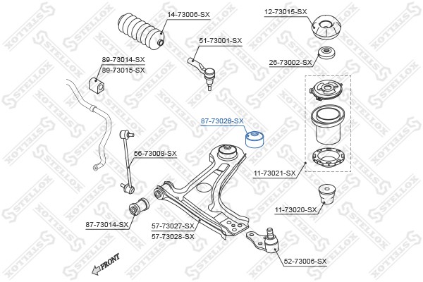 сайлентблок рычага зад.!\ Daewoo Lacetti 04> 87-73026-SX STELLOX