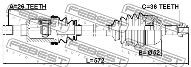 Привод в сборе левый SKODA RAPID 2314-PVLH 2314PVLH FEBEST