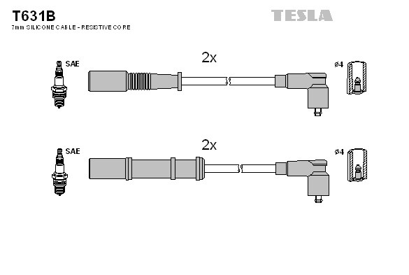к-кт проводов!\ Fiat Doblo/Punto/Idea/Musa 1.2/1.4 05> T631B TESLA