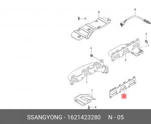 Прокладка коллектора SSANGYONG Kyron (06-),Rexton (02-) (E28/32) выпускного OE 1621423280 SSANG YONG