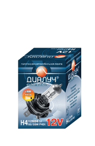 Лампа 12V H4 60/55W P43t (+30%) 12604P DIALUCH