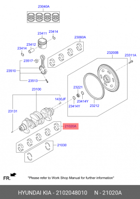 Вкладыши HYUNDAI HD65,78,БОГДАН дв.D4GA коренные d+0.00 комплект (10шт.) OE 2102048010 HYUNDAI KIA
