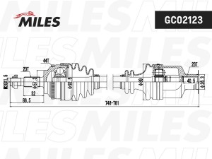 Привод в сборе правый RENAULT MEGANE/SCENIC 1.9D 01-03 (GKN 303615) GC02123 GC02123 MILES