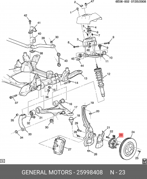 Ступица CADILLAC CTS (07-13),SRX (03-10),STS (04-12) колеса переднего OE 25998408 GENERAL MOTORS