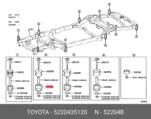 подушка рамы!\ Toyota Land Cruiser PRADO 120 GRJ12/KDJ12/RZJ12/TRJ12 02-09 52204-35120 TOYOTA