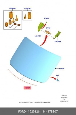 уплотнитель лобового стекла нижний!\ Ford Transit 14> 1 929 126 FORD