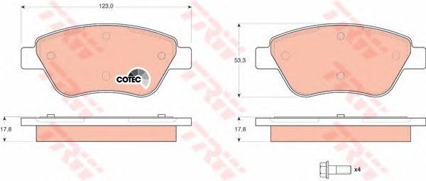 Колодки тормозные FIAT Doblo (03-) передние (4шт.) TRW GDB1579 TRW