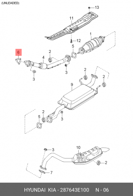 Прокладка KIA Sorento (02-) трубы приемной глушителя OE 287643E100 HYUNDAI KIA