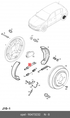 Регулятор OPEL Astra,Corsa,Vectra зазора колодок тормозных задних правый OE 90473232 GENERAL MOTORS