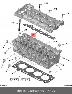 прокладка клапанной крышки!\ Peugeot Boxer/508/3008/5008 15> 98019077 80 CITROEN PEUGEOT