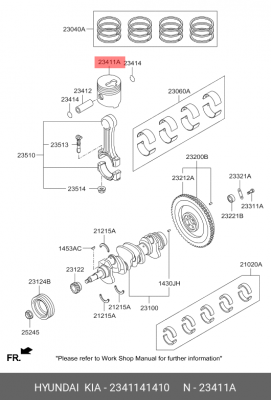 Поршень двигателя HYUNDAI HD65,72,County дв.D4AL d+0.00 OE 2341141410 HYUNDAI KIA
