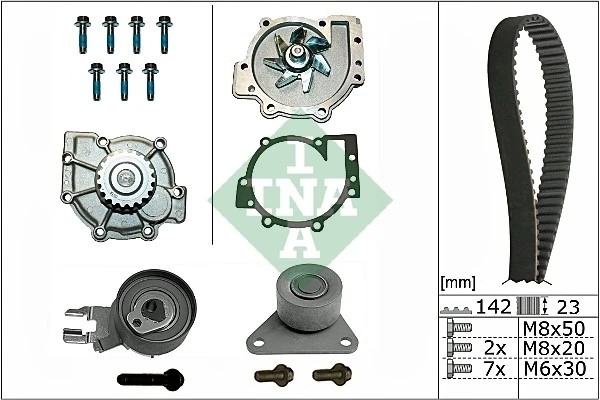 Комплект ГРМ с насосом FORD KUGA 2.5, VOLVO S40 II, S60, S80 I/II 2.5T 530046730 530 0467 30 INA
