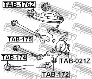 Сайлентблок верхн рычага задн подвески LEXUS LS400 UCF20 1994.10-2000.08 TAB-176 TAB-176Z FEBEST
