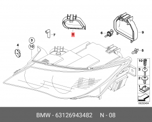 63126943482 Кожух фары дальнего света П ! \BMW 6' E63, LCI, E64, 63 12 6 943 482 BMW