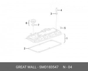 ШТУЦЕР ШЛАНГА ВЕНТИЛЯЦИИ КАРТЕРА HOVER (КЛАПАН PCV) М1 - MD183547  SMD183547 SMD183547 GREAT WALL