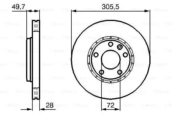 Диск тормозной NISSAN Primastar (01-) RENAULT Trafic (01-) OPEL Vivaro (06-) пер 0 986 479 078 BOSCH