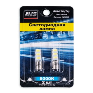 к-т ламп! светодиодных B044 T8, белый(BA9S) 6SMD 5730 12V, блистер 2шт\ A07056S AVS