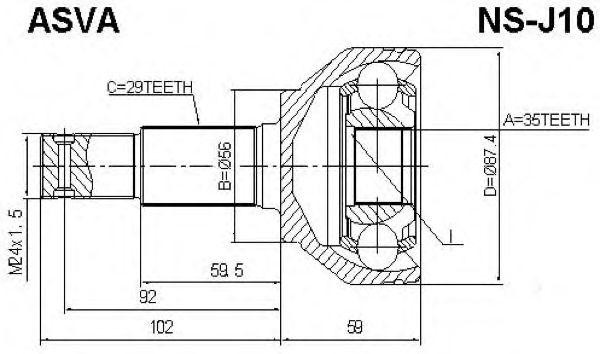 ШРУС НАРУЖНЫЙ [12] NSJ10 NS-J10 ASVA