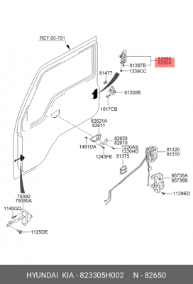 Ручка HYUNDAI HD65,72,78 двери наружная левая OE 823305H002 HYUNDAI KIA