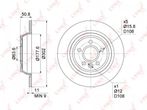 Диск тормозной задний (302x11) BN-1022 LYNXAUTO