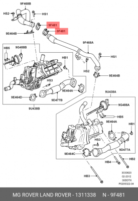 хомут трубопровода EGR!\ Land Rover Discovery 3/Discovery 4/ Range Rover 1311338 LAND ROVER