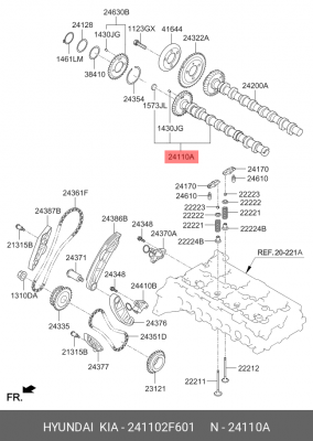 Вал распределительный KIA Sorento (15-) (2.2 TCI) впускной OE 241102F601 HYUNDAI KIA