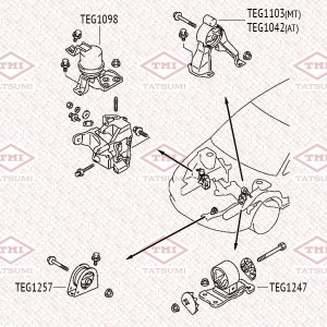 Опора двигателя задняя MITSUBISHI Lancer/Outlander 02- TEG1042 TEG1042 TATSUMI