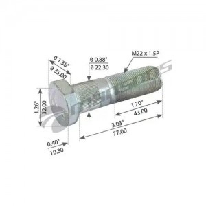 Шпилька колеса SAF (M22x1.5x76) MANSONS 600.122 MANSONS