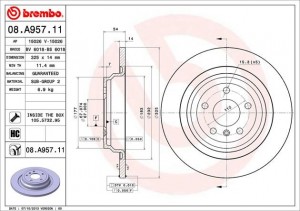 Диск тормозной 08.A957.11 08.A957.11 BREMBO