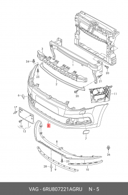 VW POLO (SED RUS) (2011>) 05/2015>>/ ПОД ПОКРАСКУ 6RU 807 221 A GRU VAG