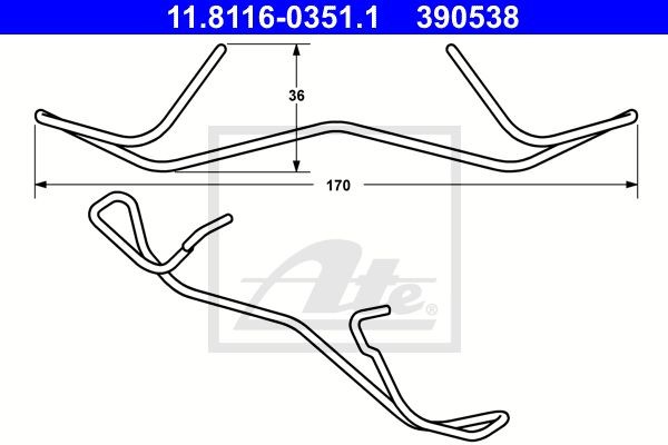 Пружина SKODA Octavia (04-) колодок тормозных передних ATE 11.8116-0351.1 ATE