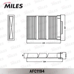 Фильтр салона угольный PEUGEOT 107/CITROEN C1/TOYOTA AYGO (MANN CUK2317) AFC1194 AFC1194 MILES